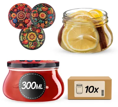 Einmachgläser 300 ml, 10 Stück, bunte Blumen, luftdicht