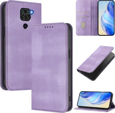 Immagine prodotto di Custodia per Xiaomi Redmi Note 9, custodia in pelle vintage con protezione RFID, slot per schede, supporto Viola