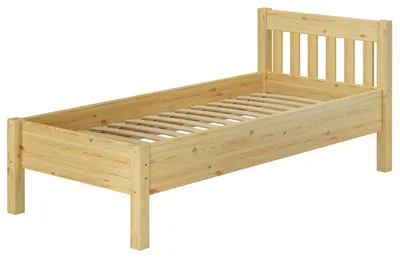 Produktbild von Hohes Holzbett 100x200 breites Seniorenbett Einzelbett Zubehör wählbar V-60.55-10Federleisten