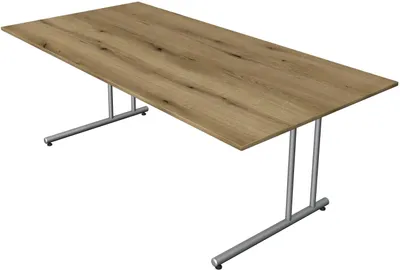Produktbild von Schreibtisch start up Fuß silber BxT 200x100cm eiche