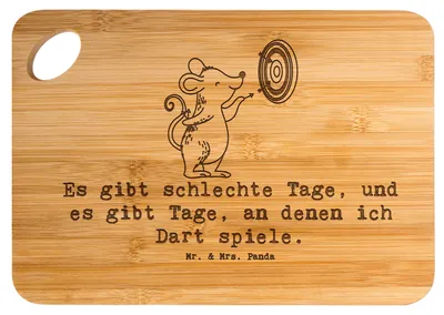 Produktbild von Mr. & Mrs. Panda schneidunterlage Maus Dart spielen - Transparent - Geschenk, Darts, Frühstücksbrett, Schneidebrett, snackbrett, Frühstücksbrettchen, Holzbrett, Turnier
