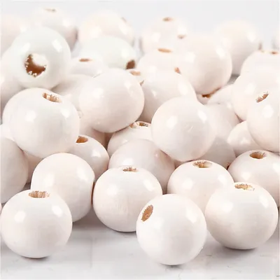 Produktbild von Creativ Company Holzperlen, D 12 mm, Lochgröße 3 mm, ca. 40 Stück, weiß, 22 g 1 Box
