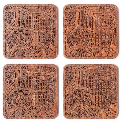 Produktbild von Holzuntersteller Stadtplan 4-teilig Sapele
