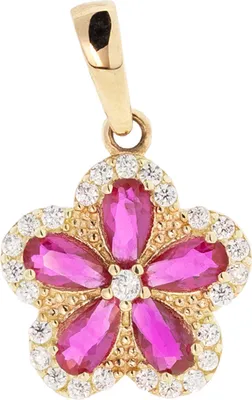 Produktbild von Golders Anhänger Blume aus 585 Gold mit rosa und weißen Zirkonia