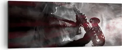 Produktbild von Bild auf Leinwand - Leinwandbild - Einteilig - Musiker Saxophonist Schwarz - 140x50cm - Wand Bild - Wanddeko - Wandbilder - Leinwanddruck - Bilder - Wanddekoration - Leinwand bilder - AB140x50-4276