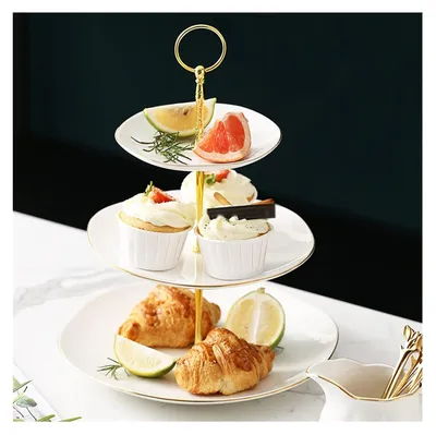 Productafbeelding van Drie-Laags Ceramische Taartstandaard voor Dessert