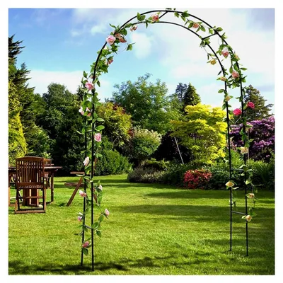 Produktbild von Rosenbogen 240x140x37cm Metall Pergola Rankhilfe Gartenbogen, schwarz