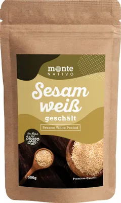 Produktbild von Sesam weiß Monte Nativo (500g) - Weiße Sesamkörner in - Sesamsamen ideal zum Kochen & Backen