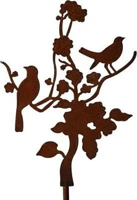 Produktbild von Gartenstecker Vögel Blumen Beetstecker Topfstecker Metall Rost Gartendeko Edelrost rostige Dekoration 167cm (34)