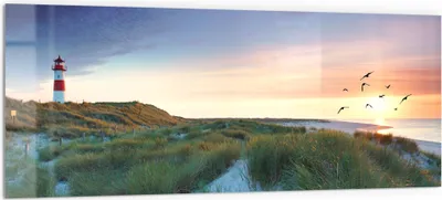 Produktbild von DEQORI Küchenrückwand Glas 125x50 cm 'Küstenpanorama' Spritzschutz Bad Rückwand
