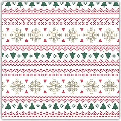 Produktbild von Servietten stoffähnlich 40x40cm Weihnachtsmotive 25 Stück Rot / Grün