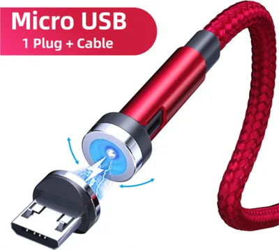 Produktbild von 540 Grad Rotate Magnetic Kabel führte Indikator Licht Schnelle Aufladung Kompatible Schwarz Typ-C Schnittstelle