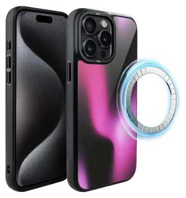 Zdjęcie produktu dla Etui do iPhone 15 Pro Max, kompatybilne z MagSafe, czarne matowe boki, fuksja