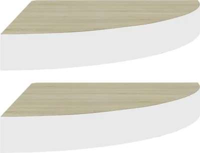 Obrázek produktu pro vidaXL Rohové plovoucí police 2 ks. Dubový vzhled a bílá MDF 35x35x3,8 cm
