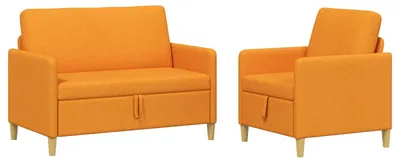Image de Ensemble de canapés vidaXL avec rangement, 2 pièces, polyester jaune foncé