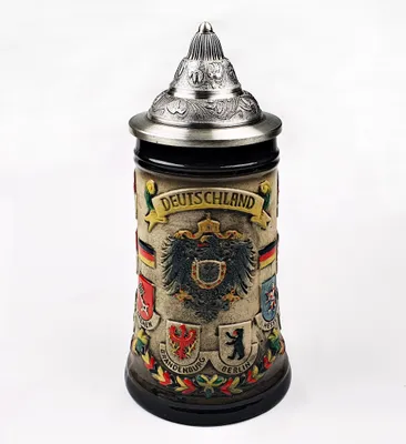 Produktbild von Bierkrug mit Deckel Deutschland Bundesländer rustikal 0,5 Liter