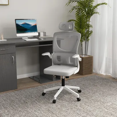 Produktbild von Sweiko Bürostuhl, höhenverstellbar, verstellbare Kopfstütze, bis 120 kg, 60x59x114-122 cm, Grau