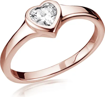 Produktbild von MATERIA Damen Ring Rosegold Herz - 925 Silber Verlobungsring Herzring mit weißen Zirkonia vergoldet 16 17 18 19 20mm