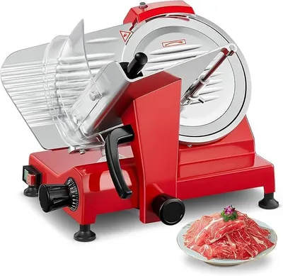 Immagine prodotto di Macchina elettrica per affettare Allesschneider, con lama in acciaio inossidabile da 25 cm, affilatore integrato, spessore regolabile da 0 a 12 mm. Macchina professionale per affettare carne, prosciutto, formaggio e pane