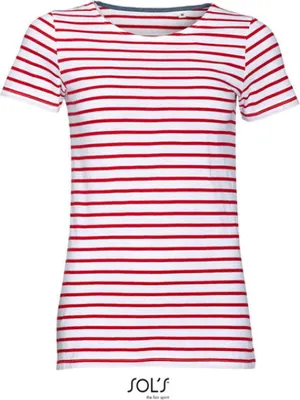 Produktbild von SOLs 01399 | Damen Striped T-Shirt modisch gestreift - Farbe: White/Red - Größe: M