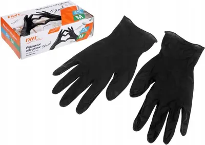 Obrázok produktu pre Ravi nitrilové rukavice, čierne, veľkosť M, 100 ks
