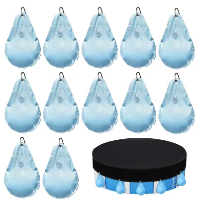 Immagine prodotto di 12 pesi per coperture di piscine, con sacchetti d'acqua e ganci