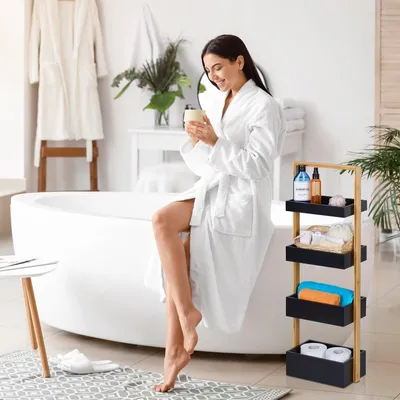Image de Etagère de salle de bain en bambou 4 étagères