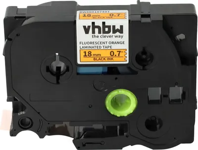 Produktbild von vhbw Schriftband-Kassette kompatibel mit Brother PT 2480, 2470, 2460, 2450 DX, 2500 PC, 2730 VP Etiketten-Drucker 8m x 18mm Schwarz auf Neon-Orange