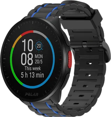 Produktbild von Strap-it Polar Pacer Sportschnallenarmband (Schwarz/Blau)