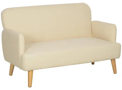Produktbild von Zweisitzer-Sofa, kompakt, hautfreundlicher Bezug, bis 240 kg, 130x74x79 cm, Cremeweiß