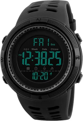 Produktbild von Herren Digital Sportuhr 5ATM Wasserdicht mit LED Beleuchtung, Stoppuhr, Wecker, Kalender, Silikonarmband, Outdoor Armbanduhr