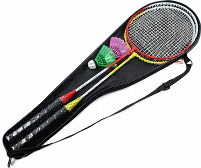Produktbild von Badminton Set mit 2 Schlägern & Federbällen - Inklusive Tragetasche - Outdoor Spielspaß
