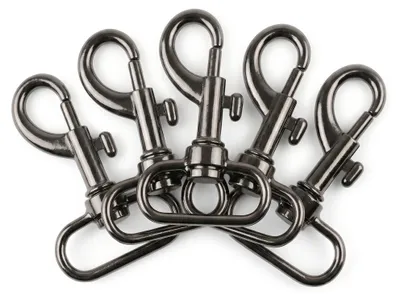 5 Bolzen-Karabiner Karabinerhaken Taschenkarabiner Größen Farbwahl - Gurtband Hundeleinen anthrazit