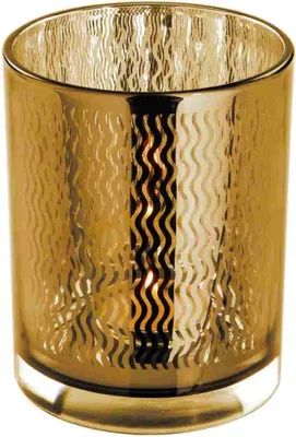 Produktbild von Fink LINIO/Teelichth.Glas,ros e,gold,wellen12,5x10#####  115107
