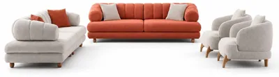 Immagine prodotto di Divano moderno composto da 3 posti, 3 posti, 1 posto e 1 posto, ideale per un soggiorno elegante
