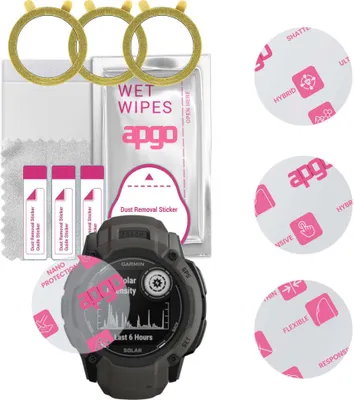 Produktbild von apgo 3 Stück Schutzglas, klar, kompatibel mit Garmin Instinct 2X Solar Smartwatch, Hybrid 8H, Ersatz für Hartglas, Displayschutzglas, Bildschirmschutz, Displayschutz, kratzfest