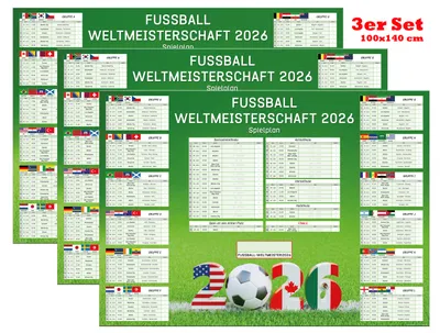 Produktbild von 3er Set - Fussball WM 2026 Planer - 100x140 cm