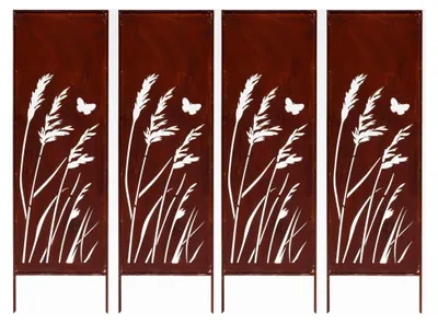 Produktbild von Sichtschutz Metall 4x - 160 cm x 50 cm - Edelrost - Rostoptik Sichtschutz für Garten