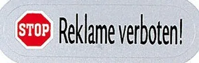Produktbild von PVC Aufkleber für Briefkasten Briefkästen - KEINE WERBUNG - REKLAME - 302054 - Gr. ca. 58 x 16 mm
