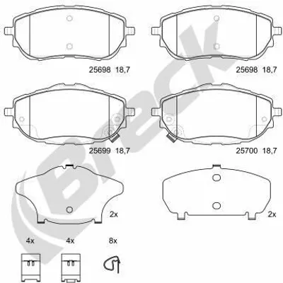 Produktbild von BRECK Bremsbeläge Satz Vorne Bremsklötze für TOYOTA Auris Kombi (E18) 25698 00 701 00