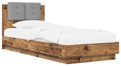 Image de vidaXL Sommier avec tête de lit en bois recyclé 80 x 200 cm, aggloméré