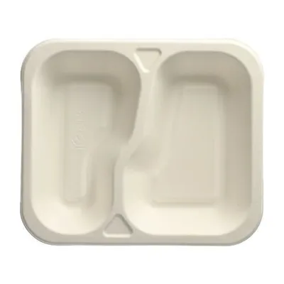 Produktbild von Papstar Siegelschalen aus Zuckerrohr, 2-geteilt, 21,2 x 25 cm, weiß 6 x 100 Stück