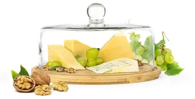 Immagine prodotto di Campana per formaggio in vetro con tagliere - 28 cm