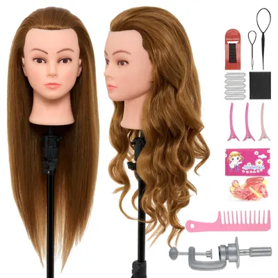 Immagine prodotto di Omgoods - Testa di manichino con capelli umani, ideale per parrucchieri