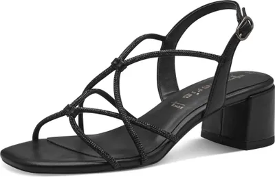 Produktbild von Tamaris Damen Sandalette Strass Karree Metallic Optik 1-28236-42, Größe:41 EU, Farbe:Schwarz