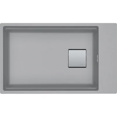 Produktbild von KUBUS 2, KNG 110-62, 760x460mm, Siebkorb als Druckknopfventil, mit verdecktem Über- und Ablauf, mit Ablaufgarnitur, Steingrau