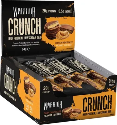 Produktbild von Warrior Crunch Protein Bar - 12 Riegel a 64 g Dark Chocolate Peanut Butter