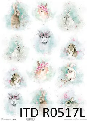 Produktbild von Reispapier für Decoupage A3 ITD-0517L Hasen