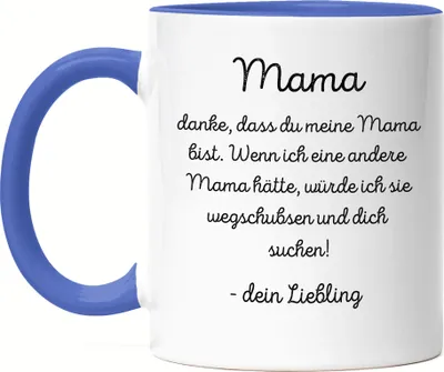 Produktbild von Mama Danke dass du meine Mama bist Tasse Blau Geschenk Muttertag Lustig Familie