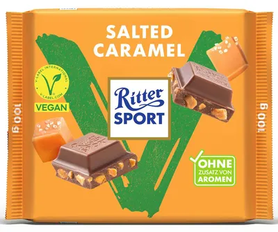 Image de Ritter Sport Vegan Salted Caramel Édition Végane Tablette de chocolat 100g